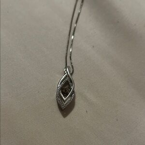 Marquise Silver-tone Leaf Marquise Pendant Necklace - Silver